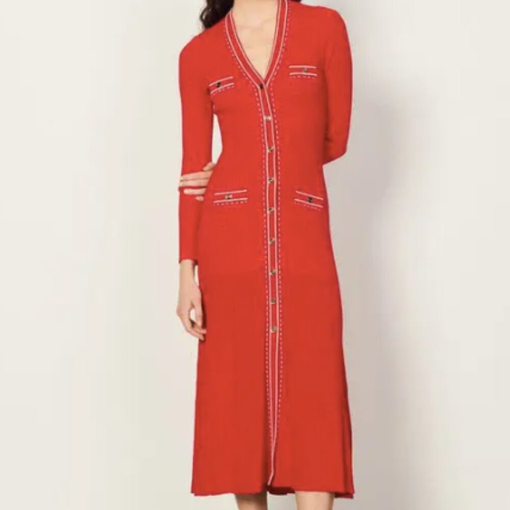 Sandro Knitted Tank Dress - Red